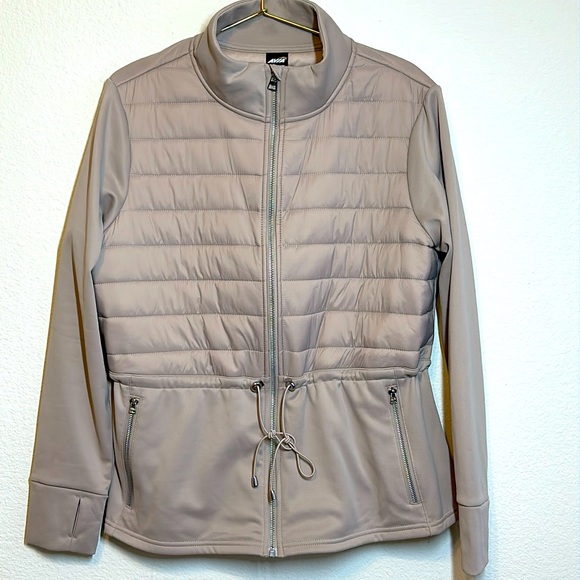 Avia Jackets & Blazers - AVIA Mixed Media Jacket Full Zipper Taupe XL 16-18